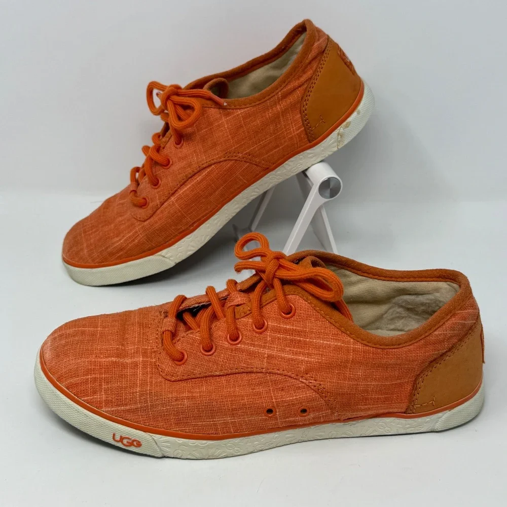 UGG Australia Chivon Orange Textile Leather Sheepskin Sneakers 1002640 Womens 7